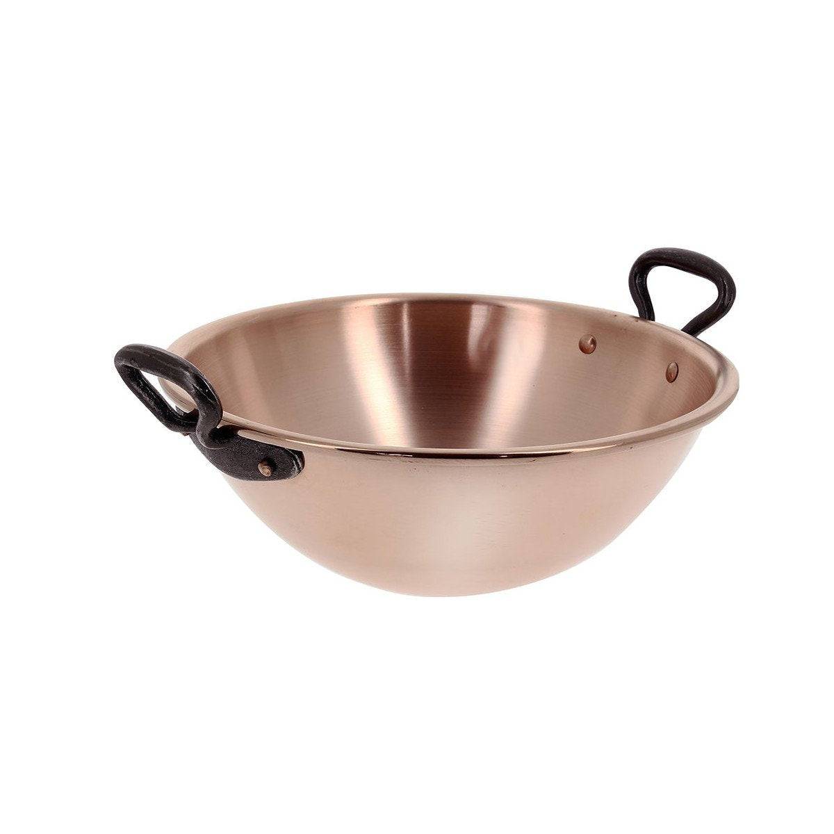de Buyer Inocuivre Tradition Copper Egg Whites Mixing Bowl With Two Cast Iron Handles, 12.6-Inches